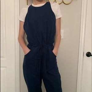 Navy Blue Silk Jumpsuit